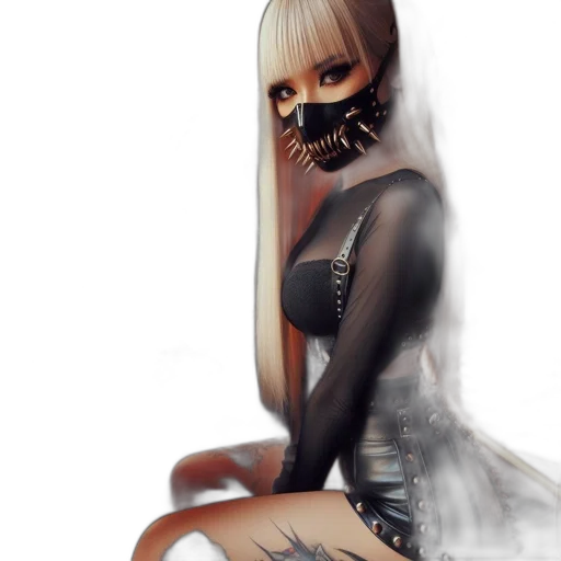 dress, mask, jewelry, hair transparent PNG cut-out