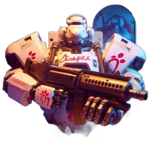 weapon, robot, jacket, staff transparent PNG cut-out