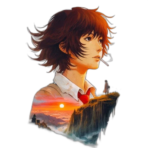 face, watercolor, concept art, anime transparent PNG cut-out