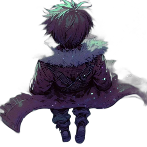 jacket, mask, creature, staff transparent PNG cut-out