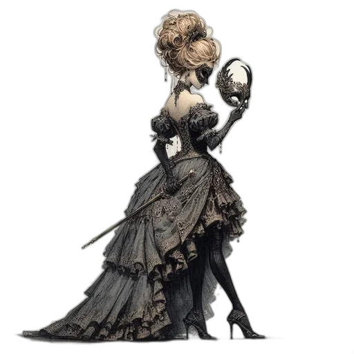 dress, staff, mask, concept art transparent PNG cut-out