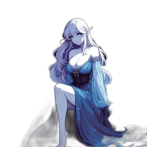 dress, staff, crown, creature transparent PNG cut-out