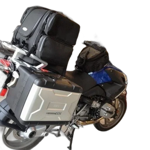 motorcycle, silver, storage, box transparent PNG cut-out