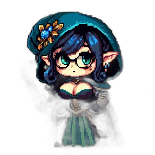 staff, hat, pixel art, fantasy art transparent PNG cut-out