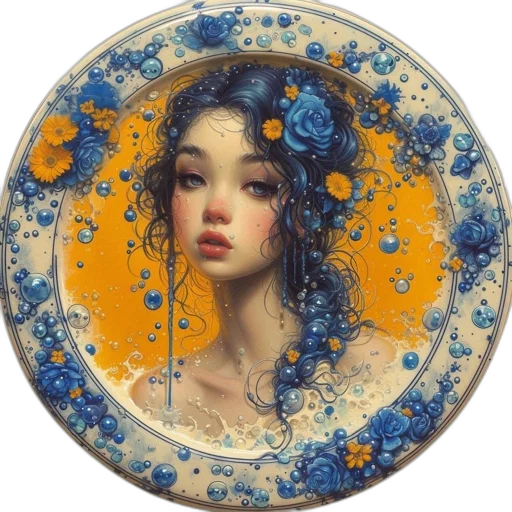 jewelry, face, oil painting, fantasy art transparent PNG cut-out