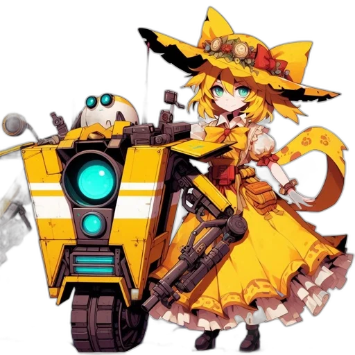 robot, weapon, staff, hat transparent PNG cut-out