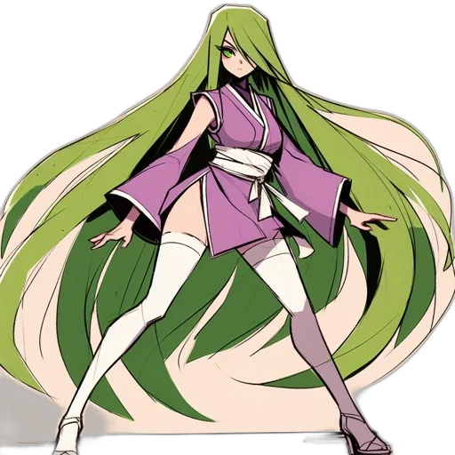dress, staff, hair, concept art transparent PNG cut-out