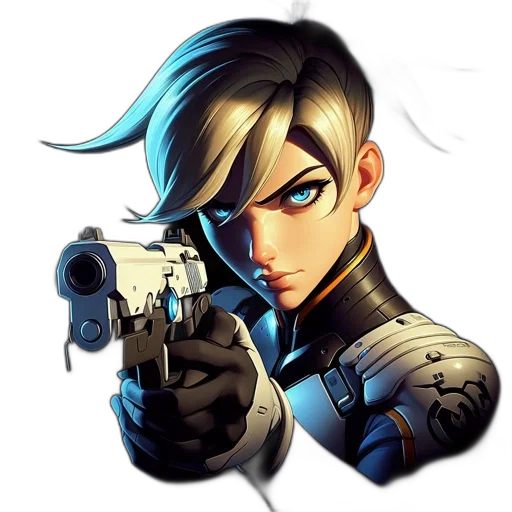 weapon, face, jacket, concept art transparent PNG cut-out