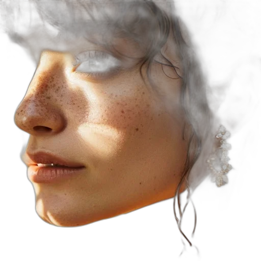 face, mask, hair, photorealistic transparent PNG cut-out