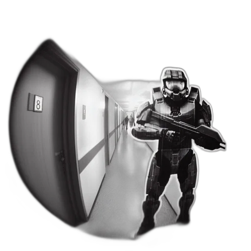 robot, mask, weapon, staff transparent PNG cut-out