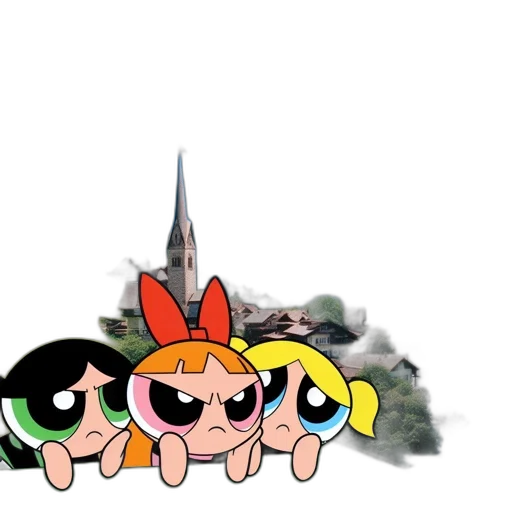 cartoon, concept art, anime, city street transparent PNG cut-out