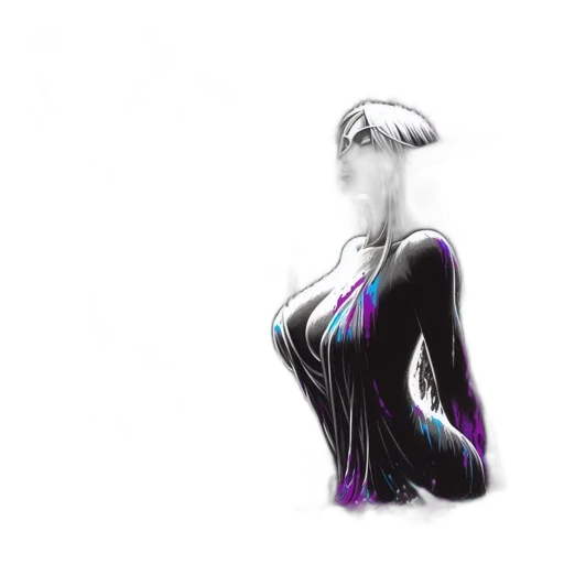 dress, robot, hair, creature transparent PNG cut-out