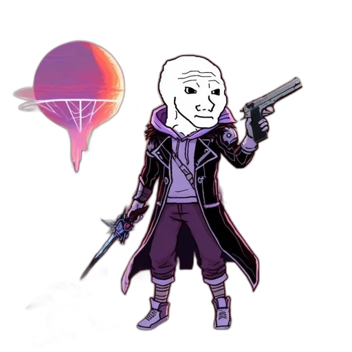 weapon, staff, jacket, robot transparent PNG cut-out