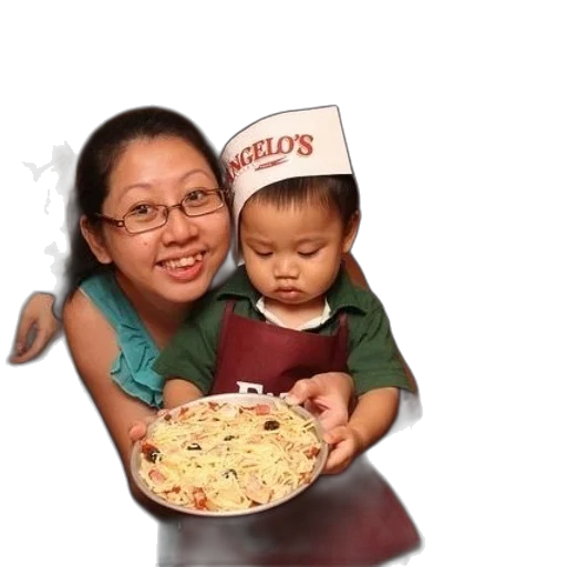 food, photorealistic, woman, child transparent PNG cut-out
