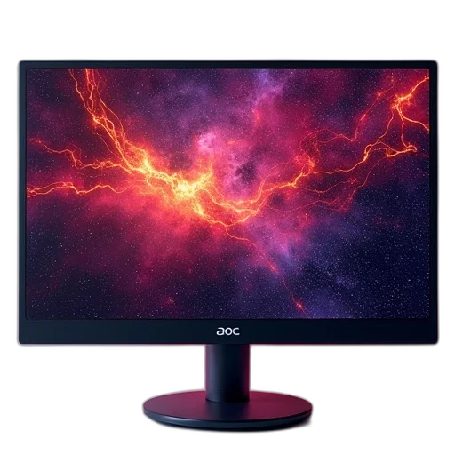 3d render, aoc, monitor, led transparent PNG cut-out