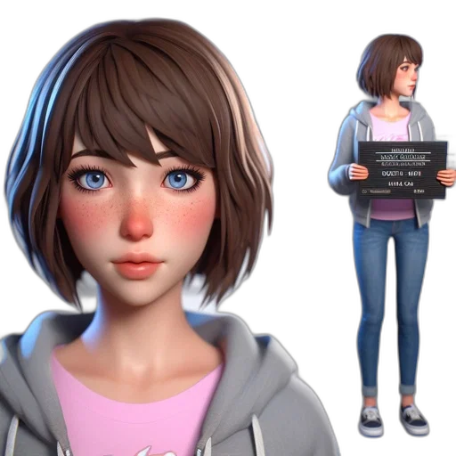 face, jacket, 3d render, concept art transparent PNG cut-out