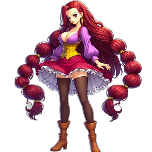hair, dress, jacket, staff transparent PNG cut-out