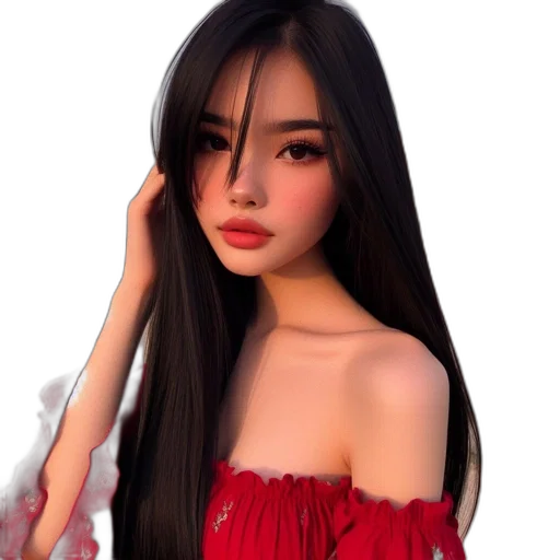 dress, hair, face, jewelry transparent PNG cut-out