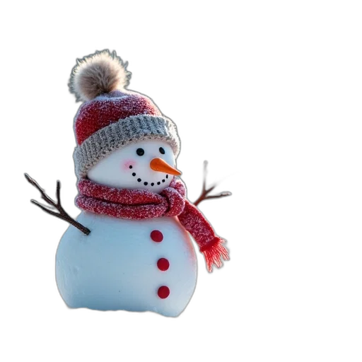 hat, 3d render, snow, snowman transparent PNG cut-out