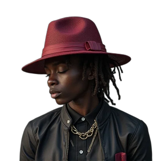 hat, jacket, face, jewelry transparent PNG cut-out