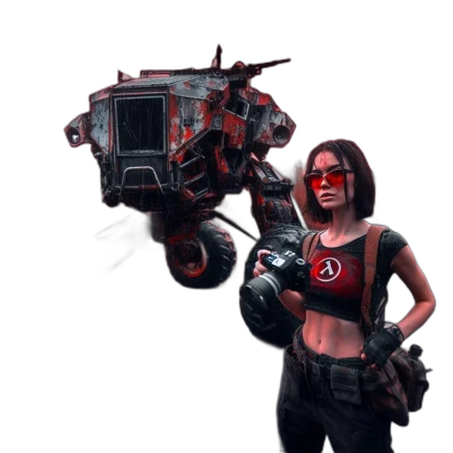 weapon, robot, jacket, creature transparent PNG cut-out