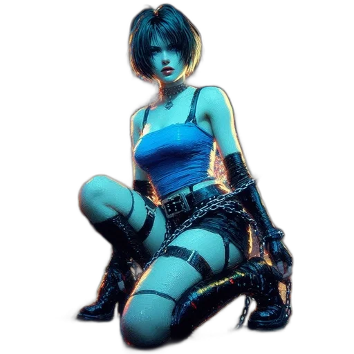 dress, weapon, concept art, cyberpunk transparent PNG cut-out