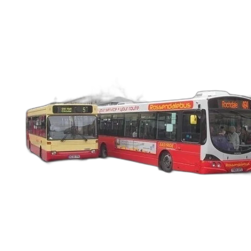 3d render, photorealistic, two, buses transparent PNG cut-out
