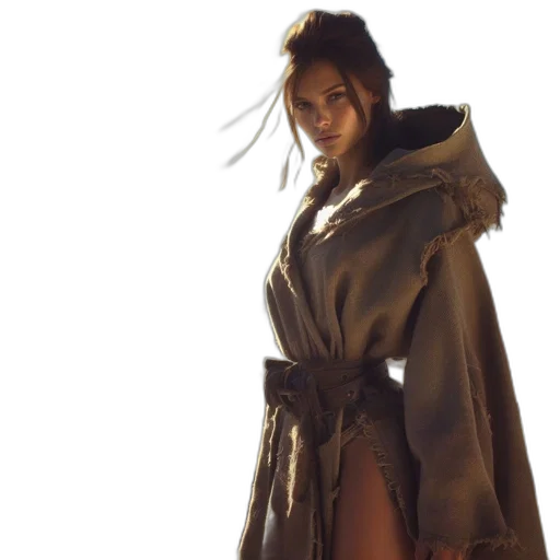 jacket, dress, concept art, earth tones transparent PNG cut-out