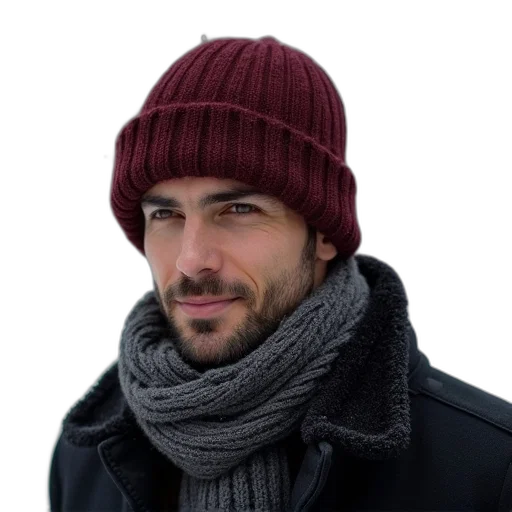 hat, jacket, staff, face transparent PNG cut-out