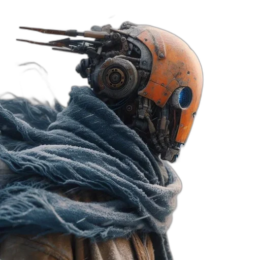 robot, hair, weapon, mask transparent PNG cut-out