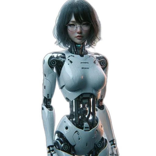 robot, concept art, cyberpunk, 3d render transparent PNG cut-out