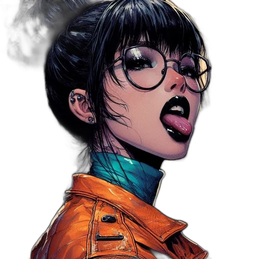 jacket, face, comic book art, cyberpunk transparent PNG cut-out