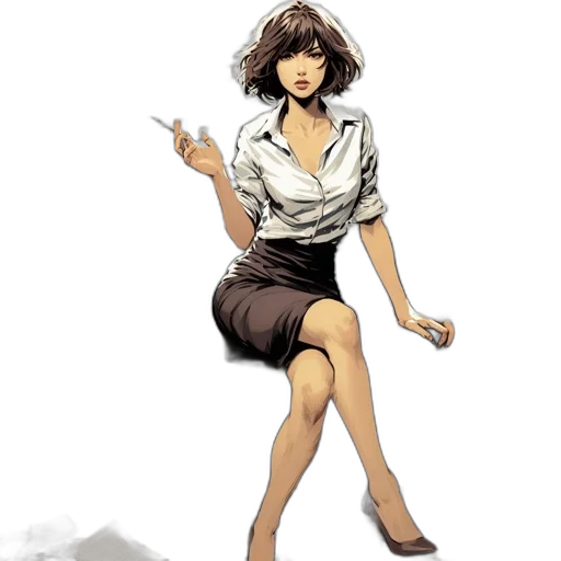 staff, dress, umbrella, comic book art transparent PNG cut-out