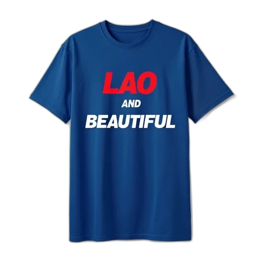 blue, t-shirt, phrase, lao transparent PNG cut-out