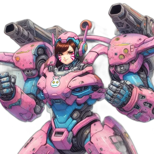 weapon, robot, concept art, vaporwave transparent PNG cut-out