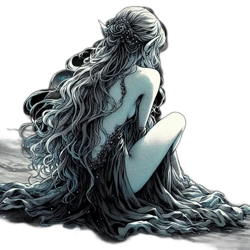 hair, dress, comic book art, fantasy art transparent PNG cut-out