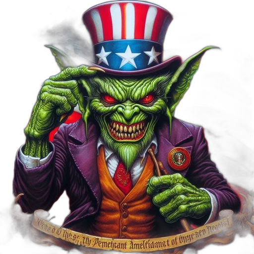 comic book art, concept art, green, demonic transparent PNG cut-out