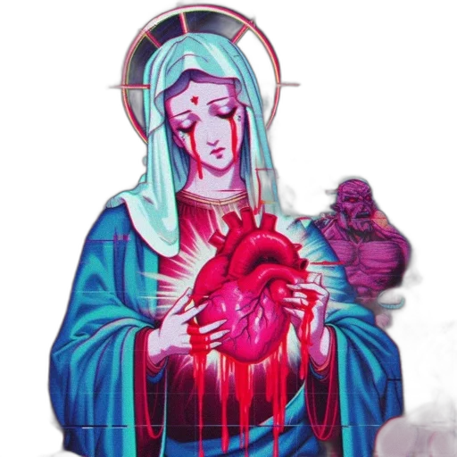 comic book art, concept art, vaporwave, pixel art transparent PNG cut-out