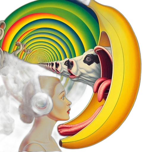 woman, headphones, amidst, distressed transparent PNG cut-out