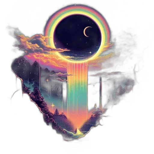 fantasy art, pixel art, concept art, vaporwave transparent PNG cut-out