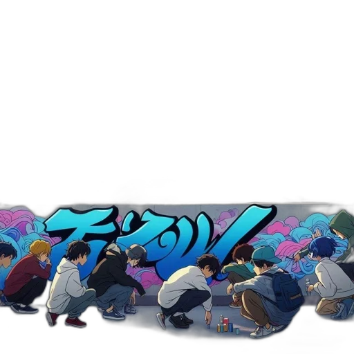 concept art, watercolor, group, young transparent PNG cut-out