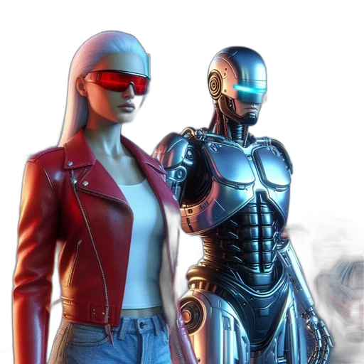 robot, jacket, cyberpunk, concept art transparent PNG cut-out