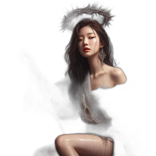 hair, dress, dragon, mask transparent PNG cut-out