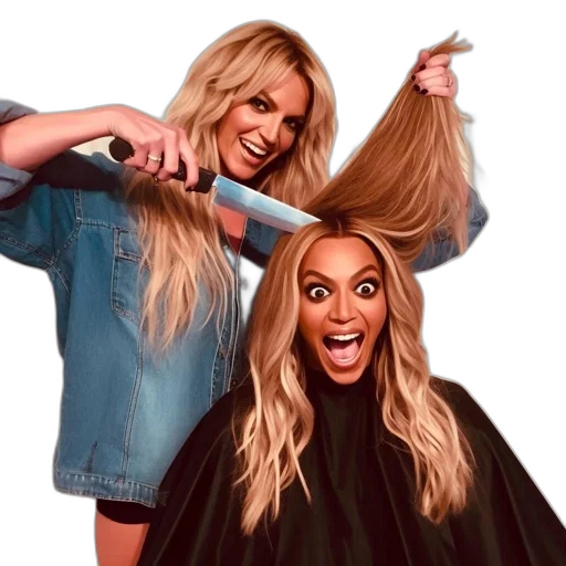 hair, two, women, engage transparent PNG cut-out