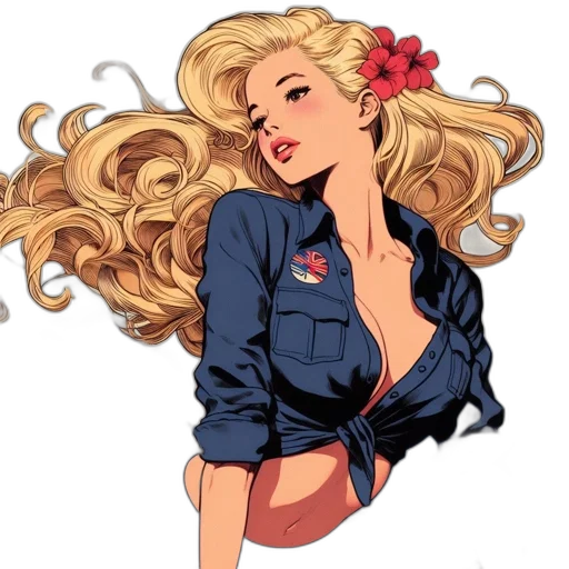 jacket, dress, flower, hair transparent PNG cut-out