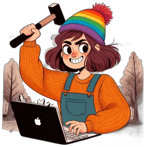 staff, hat, weapon, jacket transparent PNG cut-out