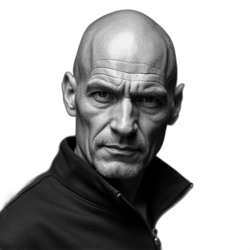 face, staff, jacket, photorealistic transparent PNG cut-out