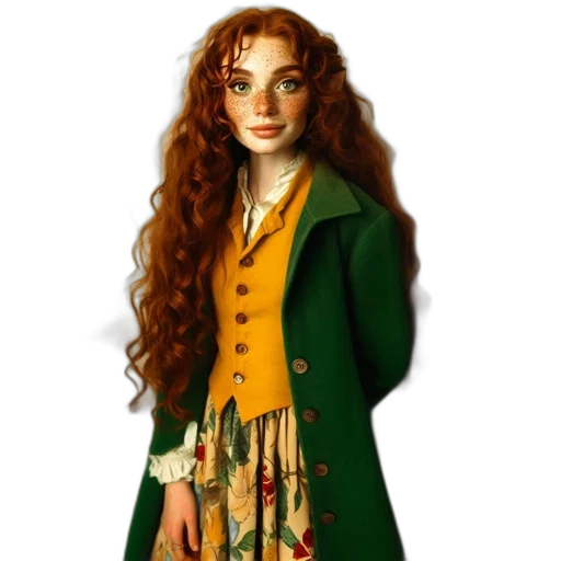 dress, jacket, staff, fantasy art transparent PNG cut-out