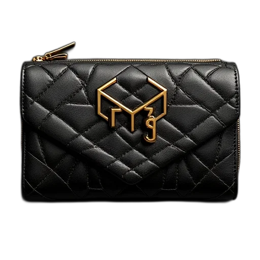 black, wallet, gold, hexagons transparent PNG cut-out