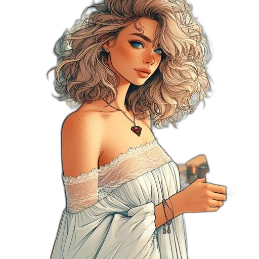 dress, jewelry, hair, face transparent PNG cut-out